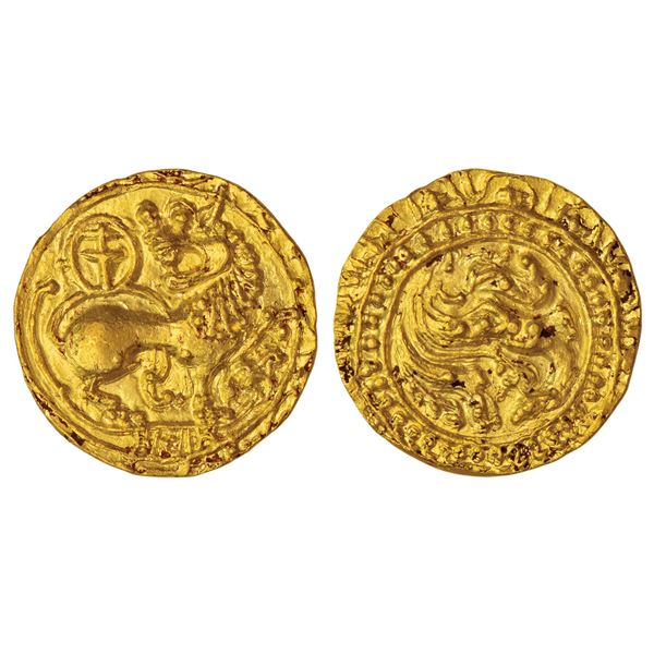 Medieval India: Kadambas of Hangal, gold gadyana of Toyimadeva, MCSI-I 225, 18.05mm, 4.25g.
