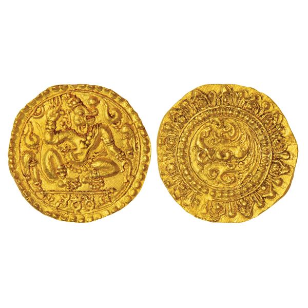 Medieval India: Kadambas of Hangal, gold gadyana or varaha, Nakareshwara, Bankapur, 4.22g.