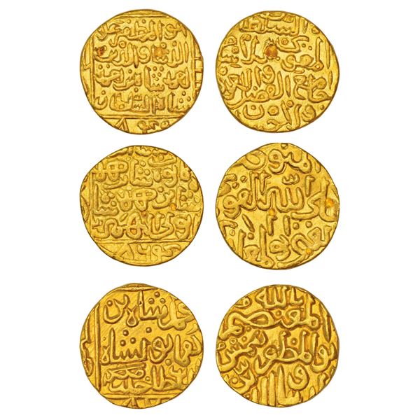 Sultans of Bahmani, gold tanka of three different rulers.