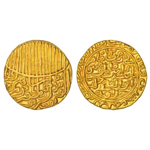 Sultans of Jaunpur, gold tanka of Shams al-Din Ibrahim Shah, 'Tughra'-type, AH 823, G&G J1, 11.43g.