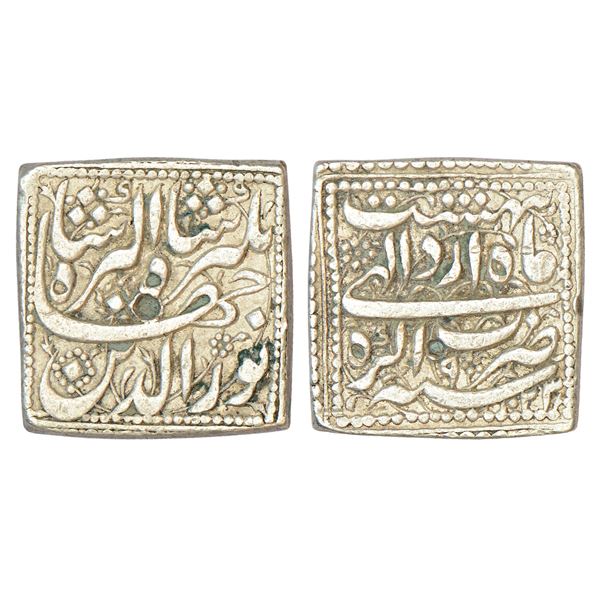 Mughals: Jahangir (1605-1627 AD), silver square rupee, Agra mint, Ardibihist month, AH 1023/RY 9,