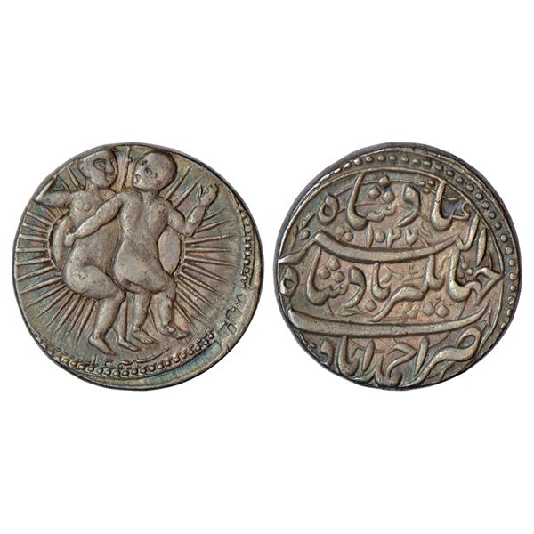 Mughals: Jahangir (1605-1627 AD), silver 'Zodiacal' rupee, Ahmadabad mint, 'Gemini' sign (Khurdad