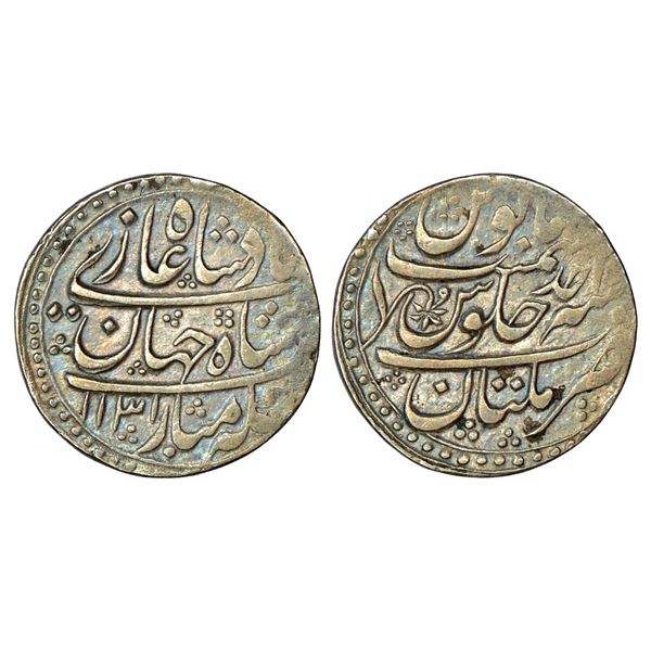 Mughals: Shah Jahan II (1719 AD), silver rupee, Multan mint (fully visible), AH 1131/RY Ahd,