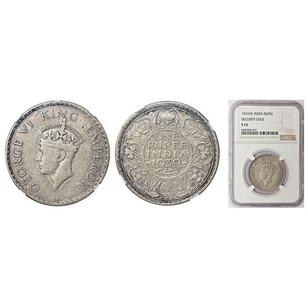 British India: George VI, experimental half-silver rupee, 1939, Bombay mint, Security edge,