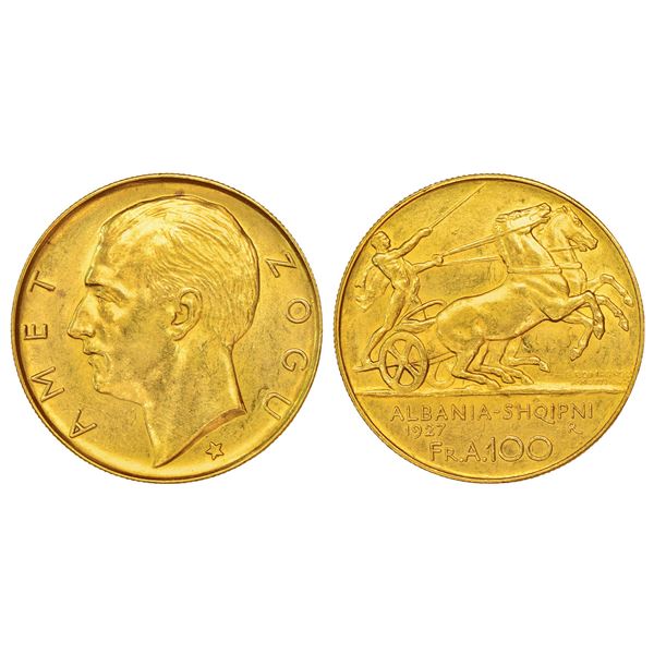 Foreign: Albania, King Zog I (1925-1939 AD), gold 100 franga ari, Rome mint, 'R' mark, 1927, 32.20g.