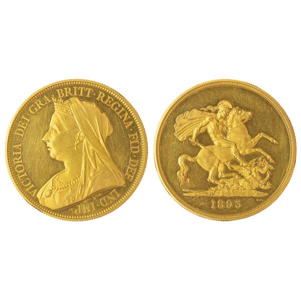 Foreign: Great Britain, Victoria (1837-1901 AD), gold 5 pounds, 1893, KM 787, 39.65g.