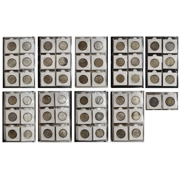 Large Lots: An album of 56 British India rupee of William IV, 56 coins