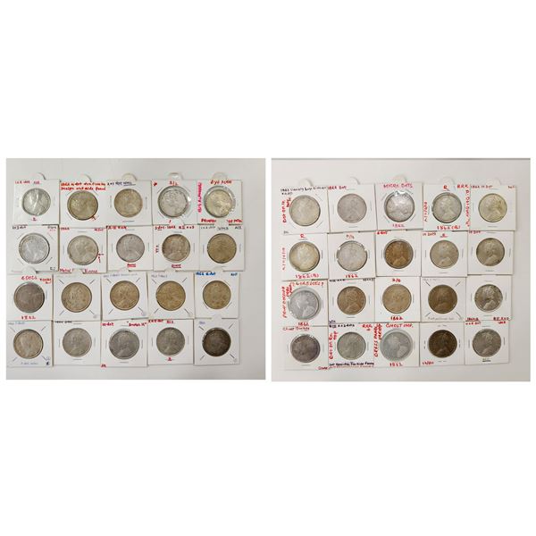 Large Lots: A group of 40 Victoria silver rupees, Good lot for studying dot varieties