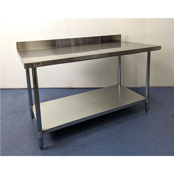 60" x 30" Stainless Steel Work Table with 4" Backsplash, Omcan 22089 | R5-4