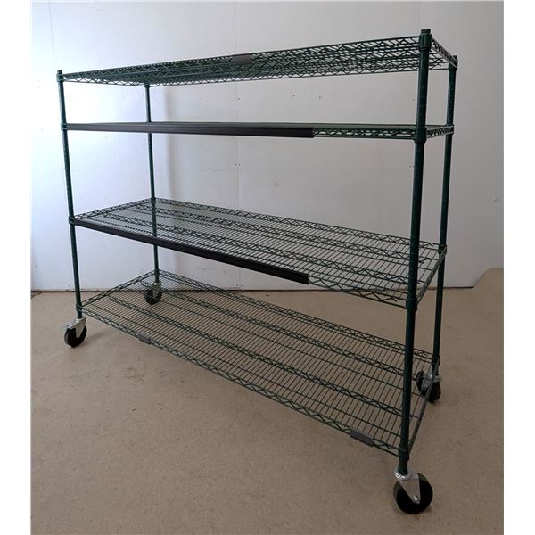 72" x 24" Green Epoxy Wire Shelving On Wheels | 4tier/R1