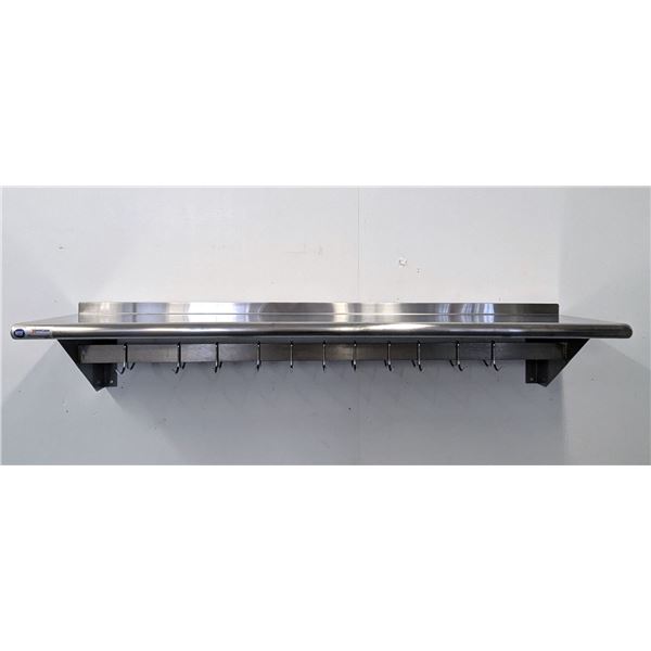 60" x 12" Stainless Pot Rack with Shelf, Omcan 31853 | MR6-2,3