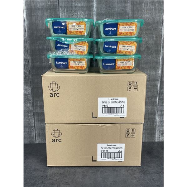 760ml Glass Square Keep N Boxes, Arcoroc P5521 - Lot of 18 | R9-2/ML5-2