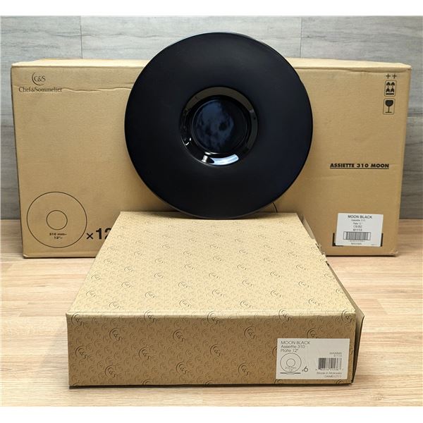 Purity 12" Black Moon Plates, Arcoroc S1113 - Lot of 24 (2 Cases) | ML5-2