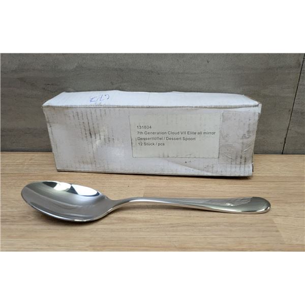 Sola Cloud All Mirror Dessert Spoons - Lot of 12 (1 Box) | FtD