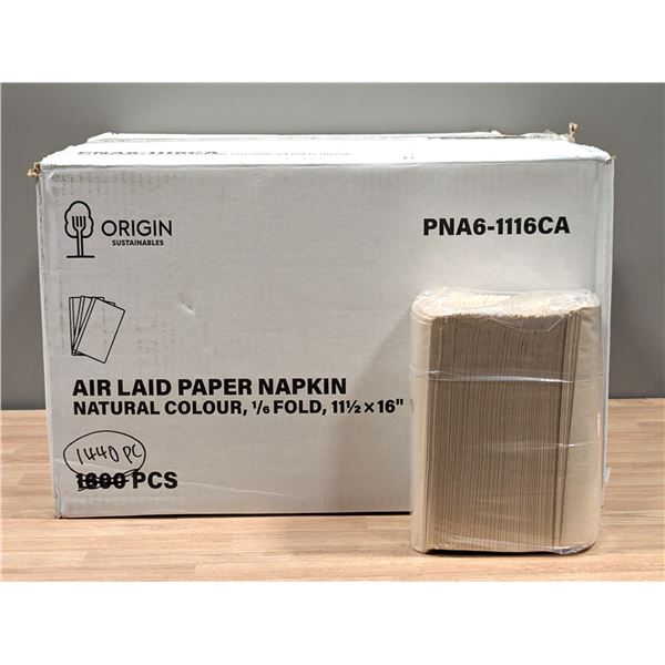 Origin Air Laid Paper Napkin, Natural, 1/6 Hold - Lot of 1440pcs | EC4