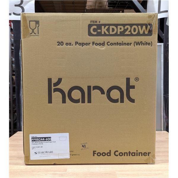 Karat 20oz White, Paper Food Container,PPRB244-600 - Lot of 600 ( 1 Case ) | PC1