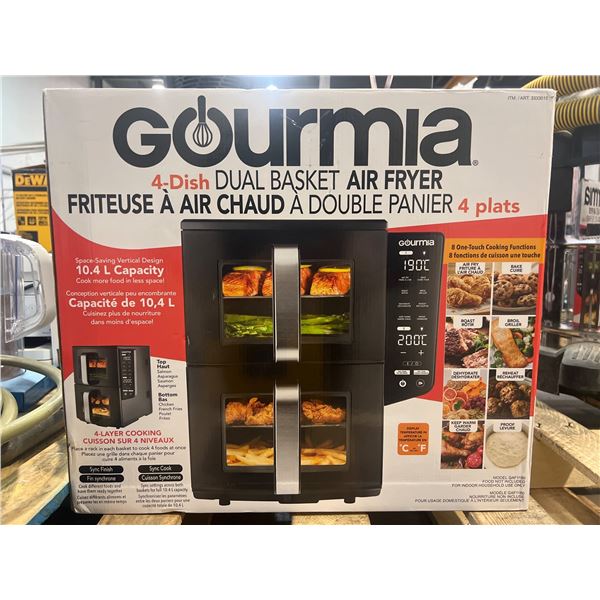 Gourmia 4-Dish Dual Basket Air Fryer with 10.4 L Capacity