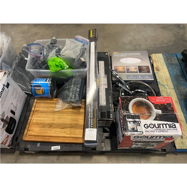 PALLET LOT – Kitchen Items and Electronics Including Gourmia Espresso Machine and LED Light