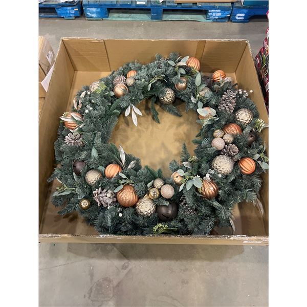 48-Inch LED Pre-Lit Decorative Wreath with Ornaments