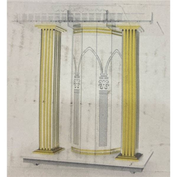 Fixturedisplays 21231-Clear Deluxe Pulpit With Gold Columns