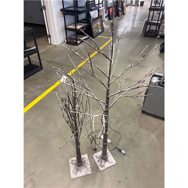 Two Pre-Lit Artificial Trees with LED Lights and Power Adapters