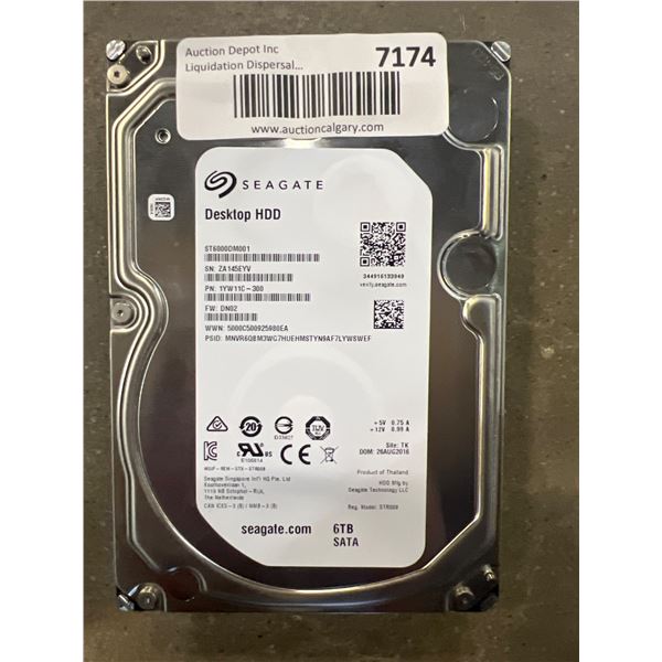 Seagate Desktop HDD 6TB SATA Hard Drive, Model ST6000DM003