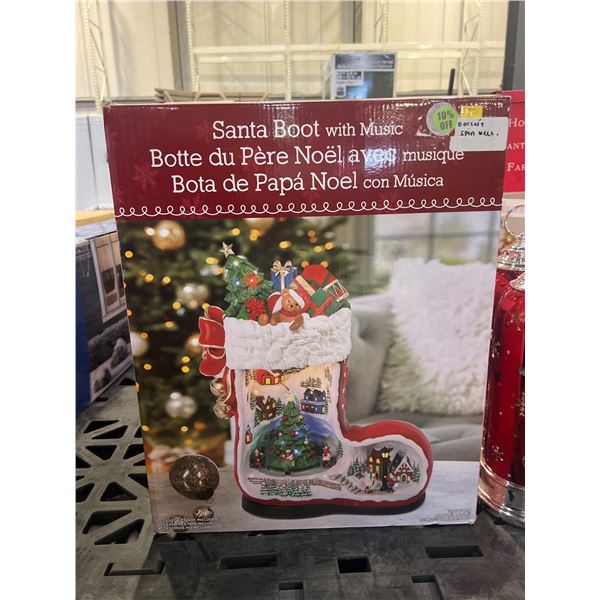 Santa Boot With Music Featuring Festive Scene and Lights