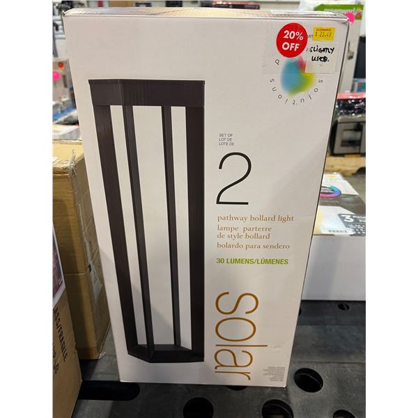 2 Solar Pathway Bollard Lights with 30 Lumens Output