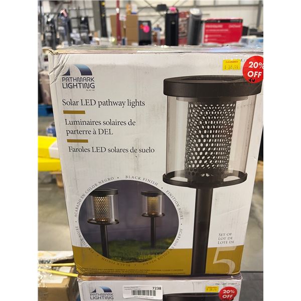 Pathmark Lighting Solar LED Pathway Lights, Set of 5, Black Finish