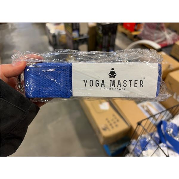 Yoga Master Cotton Stretching Strap with D Rings – Dark Blue, 183cm