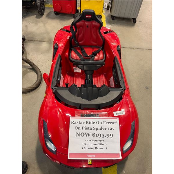 Rastar Ride-On Ferrari 12V Pista Spider with Steering Controls