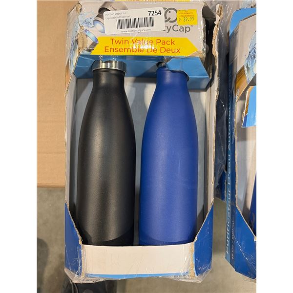 Stainless Steel Twin Bottle Set with Blue and Black Finish