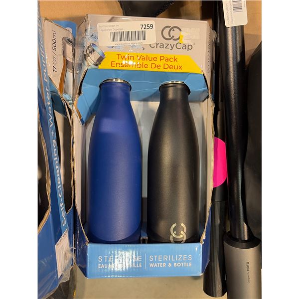 CrazyCap Twin Value Pack Stainless Steel Bottles, 17 oz / 500 ml