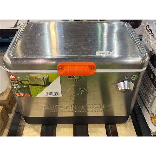 Ozark Trail 54-Quart Stainless Steel Cooler with Orange Handles