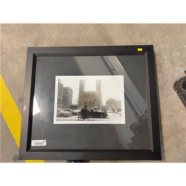 Framed Monochrome Cityscape Artwork With Glass Panel