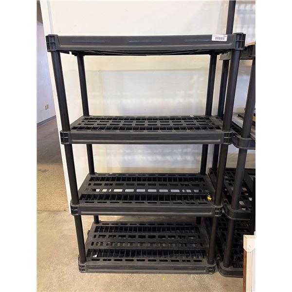 Four-Tier Black Plastic Storage Shelves with Vented Design