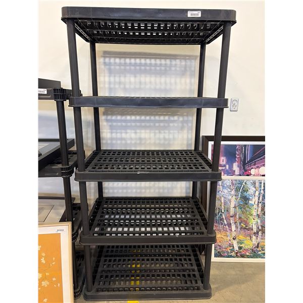 Black Plastic Freestanding 4-Shelf Storage Unit