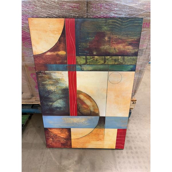 Abstract Geometric Painting on Stretched Canvas, Approximately 36×24 Inches