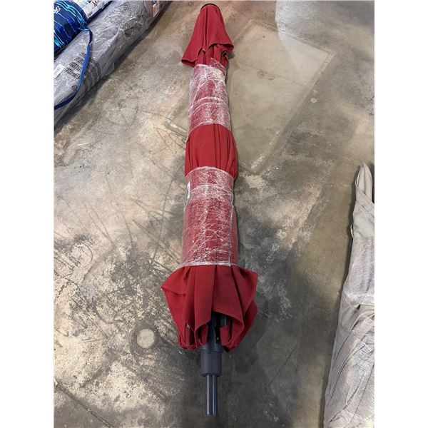 Large Outdoor Patio Umbrella With Red Fabric Canopy