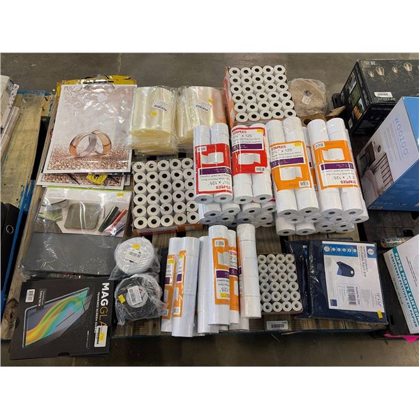 PALLET LOT – Including Paper Rolls, Screen Guard, Cricut Mat, and Gift Bags