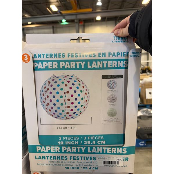 8 Paper Party Lanterns, 10-inch Diameter, Multicolor Design