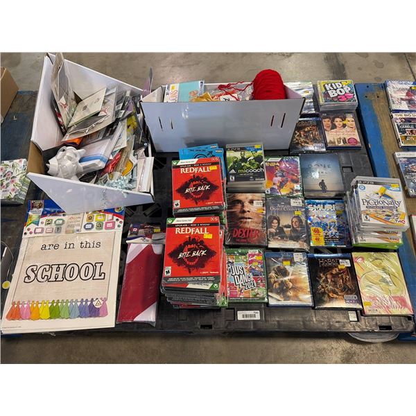 PALLET LOT – Video Games, Educational Materials, and Craft Supplies