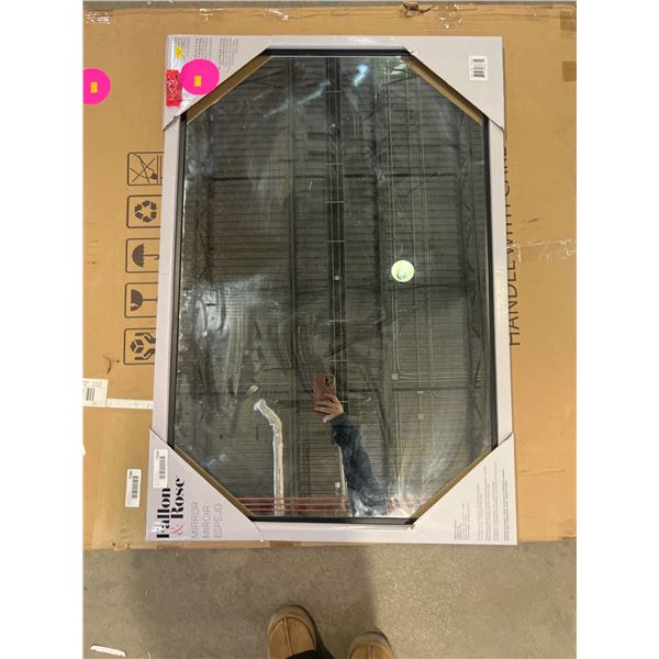 Fallon & Rose Beveled Mirror With Hanging Kit, 23.5 x 35.5 Inches, Black Frame