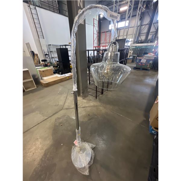 Floor Lamp With Glass Shade and Chrome Finish