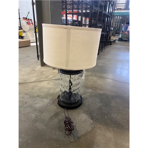 Table Lamp With Glass Base and Fabric Shade