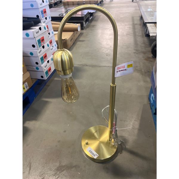 Gold Metal Table Lamp with Bulb and Autumn-Themed Decorative Candle Holder