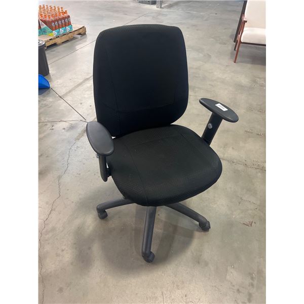Black Office Chair with Adjustable Armrests and Swivel Base