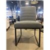 Image 2 : Grey Upholstered Modern Dining Chair with Metal Frame