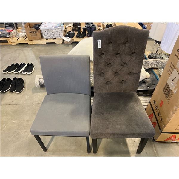 Upholstered Dining Chairs in Mismatched Styles and Colors (Set of 2)