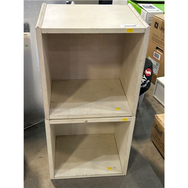 Two Stackable Wooden Storage Shelves